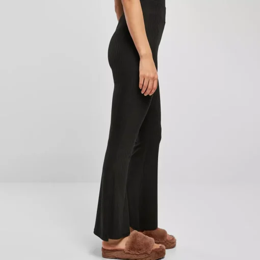 JEANS Housut>Urban Classics High Waist Rib Flared housut musta