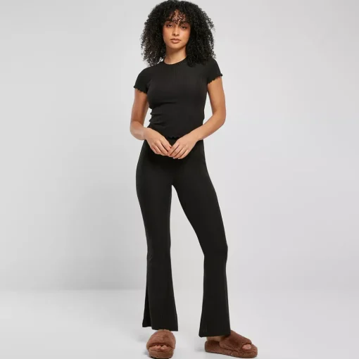 JEANS Housut>Urban Classics High Waist Rib Flared housut musta