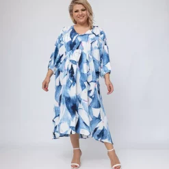JEANS Plus!>World Bessi sinikuvioinen kimonomekko